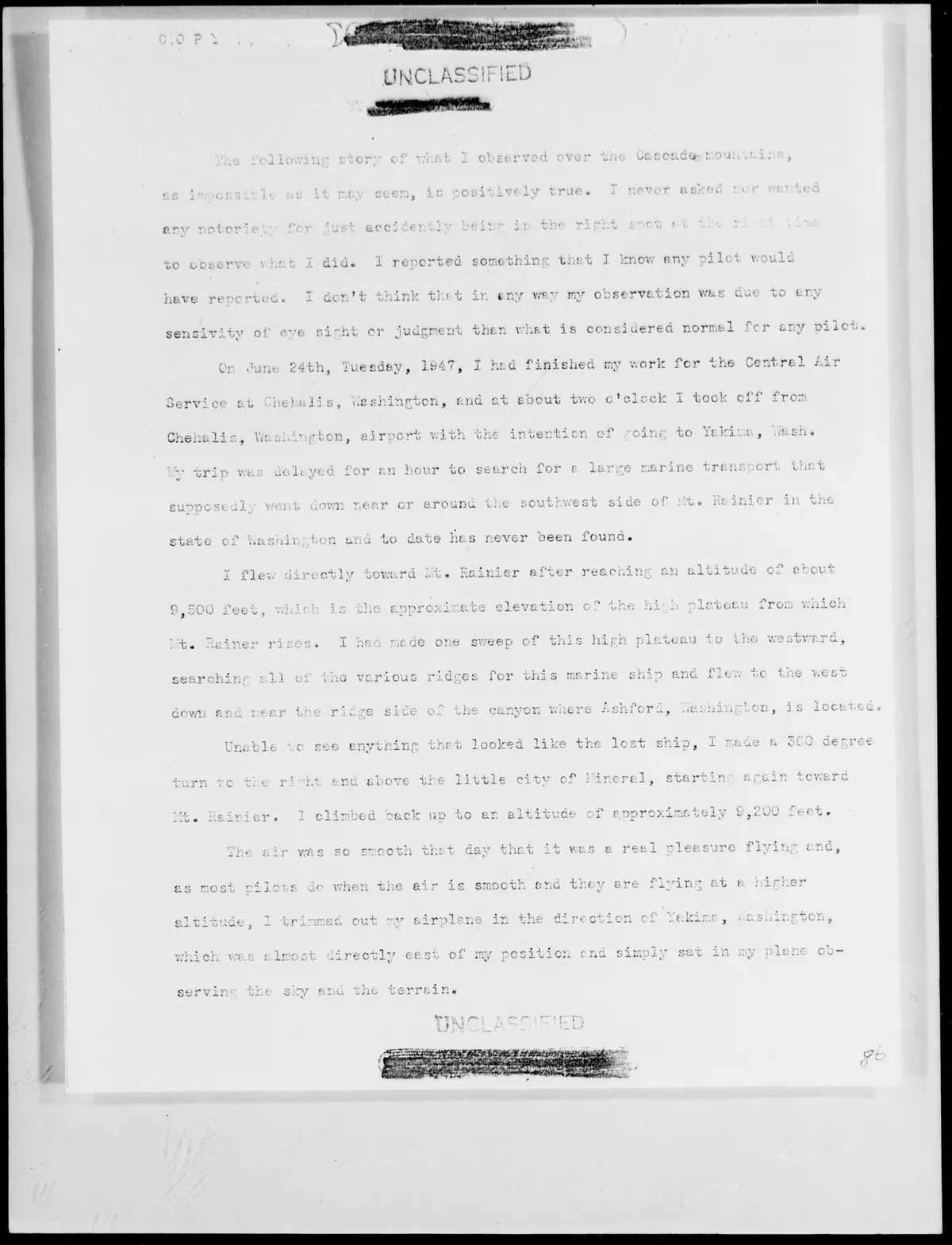 Arnold's report to Wright Field, page 1